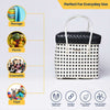 White‑Black Lid‑Top Basket – Contrasting Weave Storage Basket