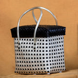 Handcrafted White Basket with Orange lid