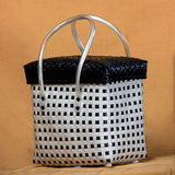 Handcrafted White & Black Basket with Black Lid