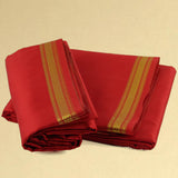 Unstitched Red Dhoti & Uparna