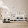 Black & White Half Basket with Lid – Monochrome Modern Tote