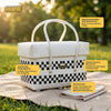 Black & White Half Basket with Lid – Monochrome Modern Tote