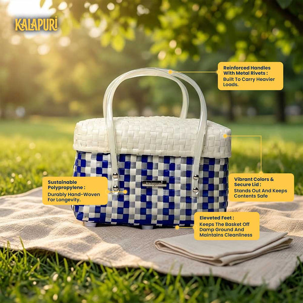 New‑Age Fancy Half Basket with Lid – Stylish Compact Carrier