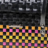 Colorful short handwoven basket with lid