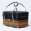 Colorful short handwoven basket with lid