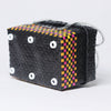Colorful short handwoven basket with lid