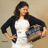 Colorful short handwoven basket with lid
