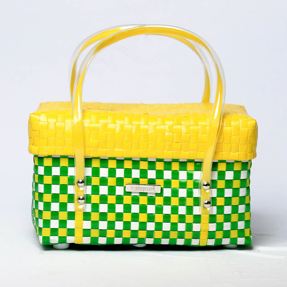 Multicolour Half Basket with Yellow Lid – view 1