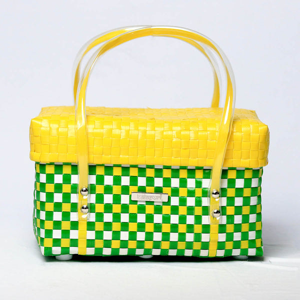 Premium handwoven short basket with lid