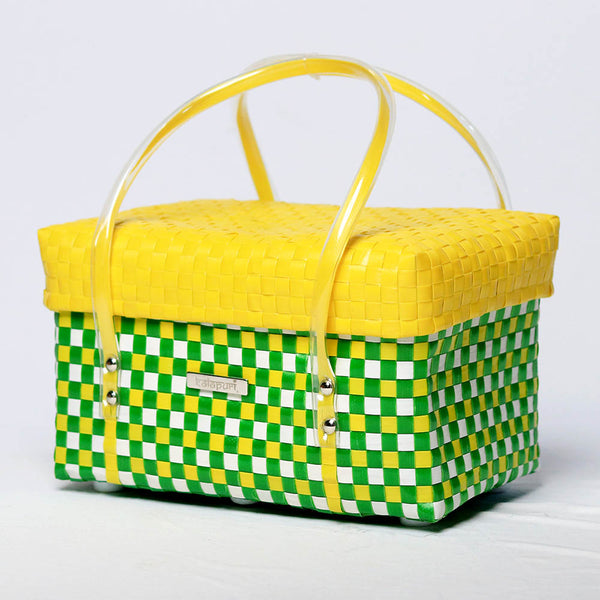Premium handwoven short basket with lid