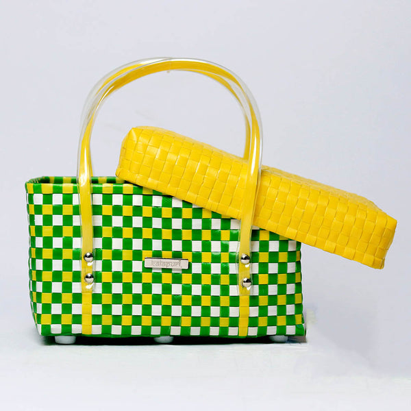 Premium handwoven short basket with lid