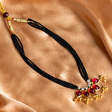 Combo of Classic Thushi Pearl Choker and Chandramukhi Red Mani Pendant Mangalsutra