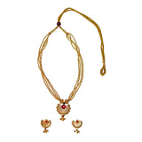 Traditional Chandrakor Thushi Necklace with Gold-Plated Finish with earing