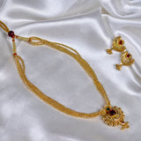 Traditional Chandrakor Thushi Necklace with Gold-Plated Finish with earing