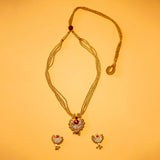 Traditional Chandrakor Thushi Necklace with Gold-Plated Finish with earing