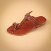Kids brown handcrafted Kolhapuri chappal with braided leather strap and toe ring by Kalapuri