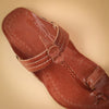 Kids brown handcrafted Kolhapuri chappal with braided leather strap and toe ring by Kalapuri