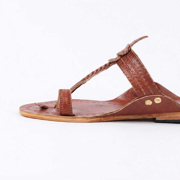 Kids Brown Handcrafted Kolhapuri Chappal