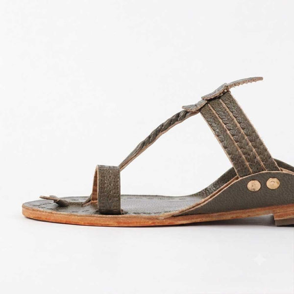 Kids Grey Classic Kolhapuri Chappal