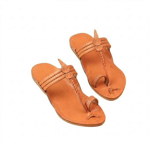 Kids Yellow Leather Kolhapuri Chappal