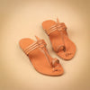 Kids yellow leather Kolhapuri chappal with handwoven strap and toe design