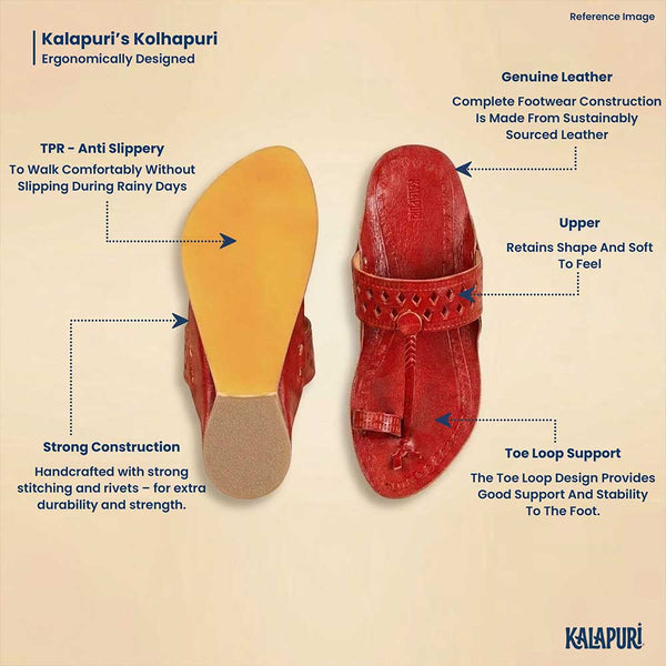 Kids Red Designer Kolhapuri Chappal
