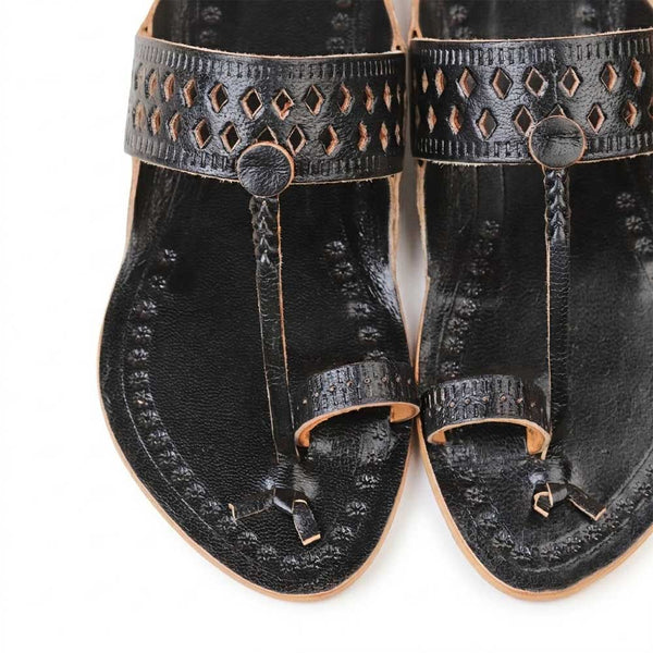 Kids Black Designer Kolhapuri Chappal