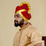 Readymade Maroon Bandhej Pheta With Golden Zari