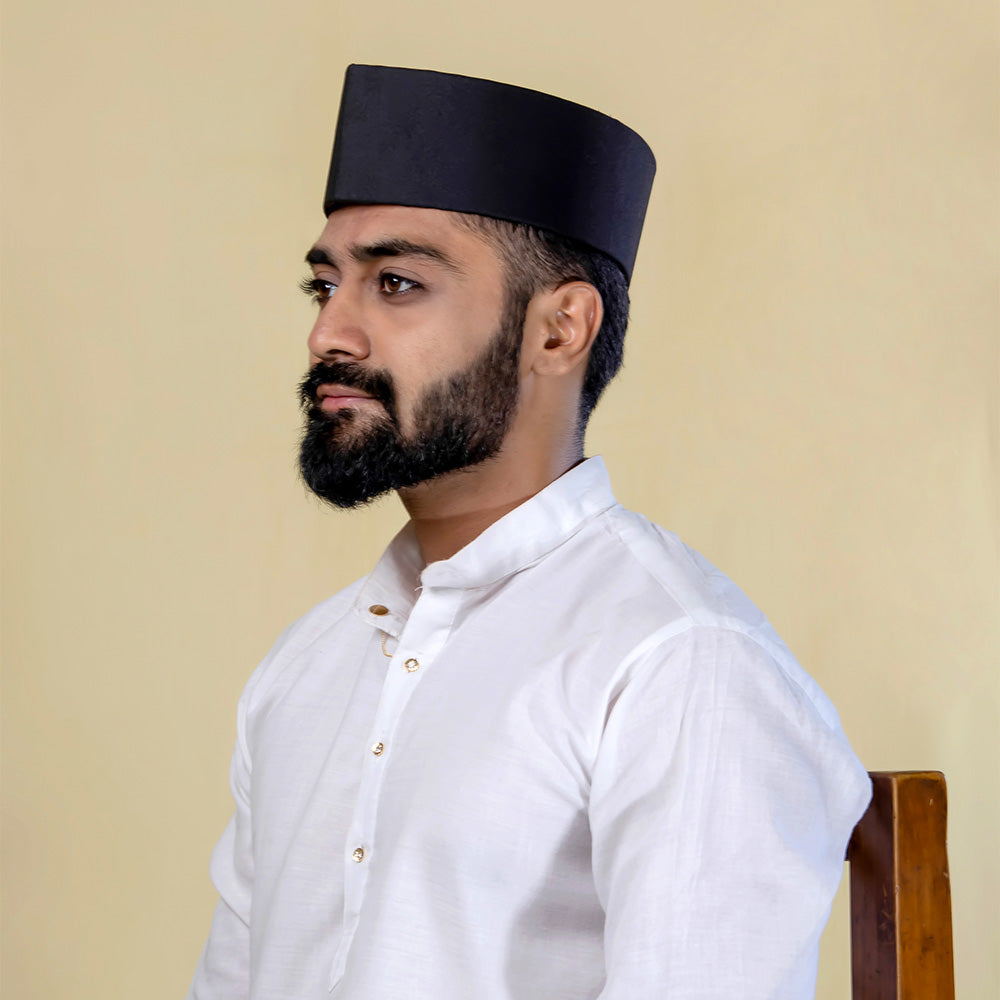 Black Classic Gandhi Topi - Handcrafted Ethnic Headwear - view 2