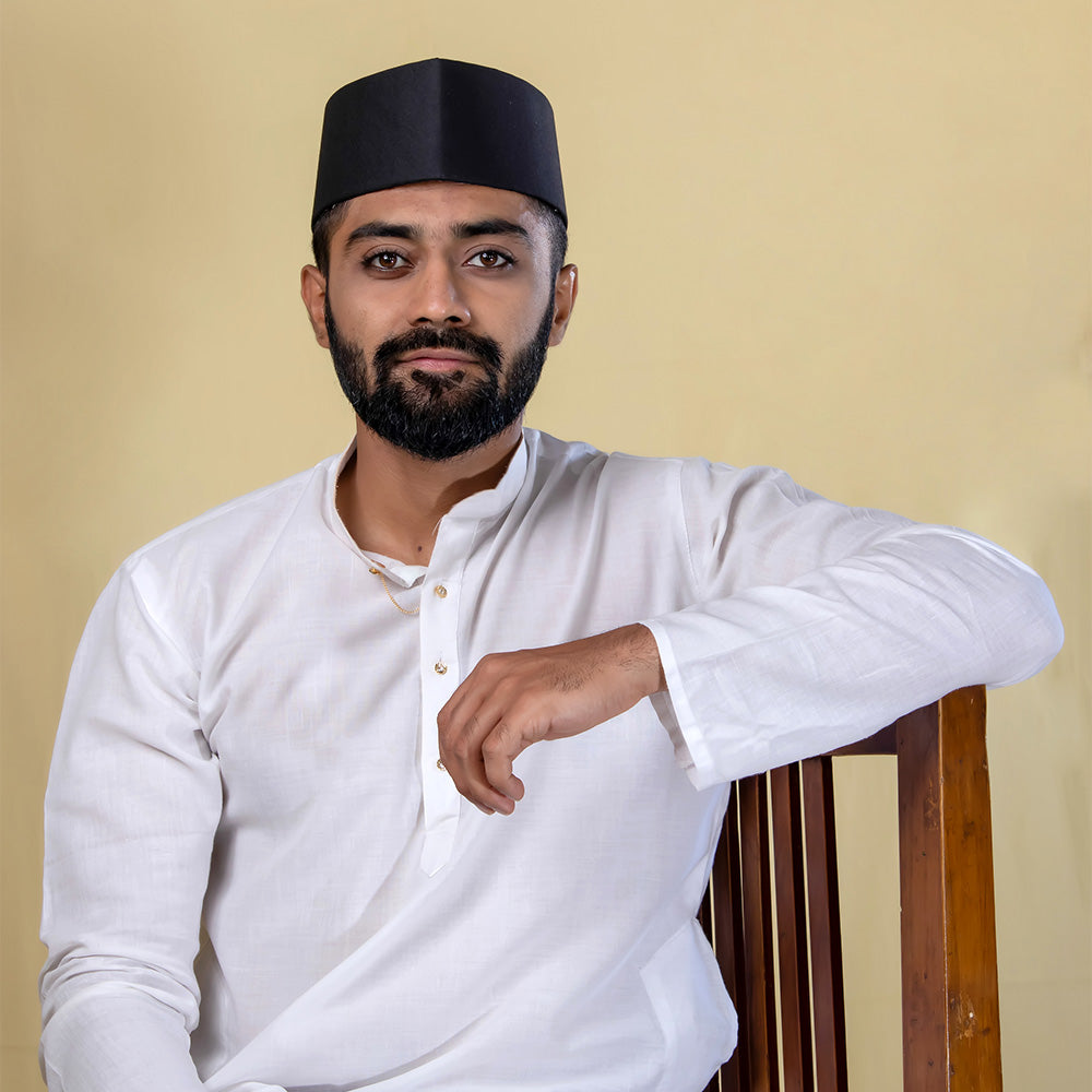 Black Classic Gandhi Topi - Handcrafted Ethnic Headwear