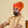 Plain Orange Polyester Pheta Fabric – Bold Festive Turban Textile