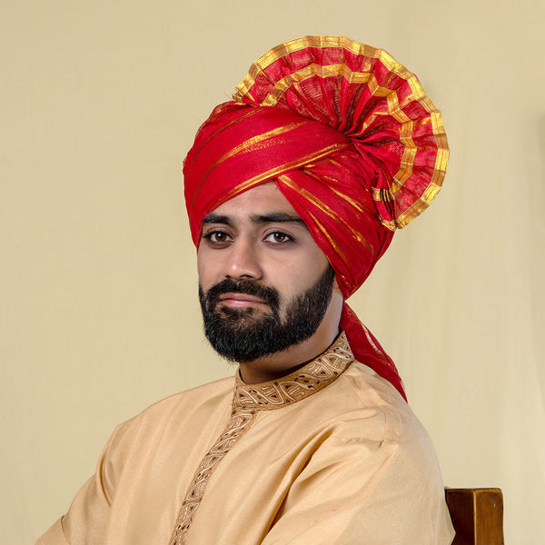 Red Polyester Pheta Fabric – Traditional Turban Cloth