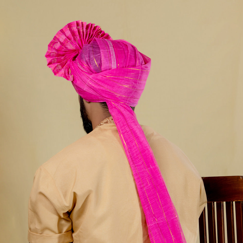 Light Pink Satin Pheta Fabric - Elegant Pastel Turban Fabric - view 4