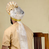 Unstitched White Golden Zari Pheta