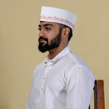 White Embroidered Topi