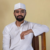 White Topi with Silver Embroidery