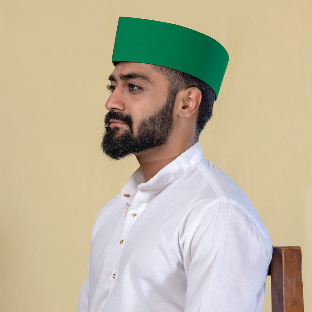 Green Classic Gandhi Topi - Festive Handwoven Cap - view 2