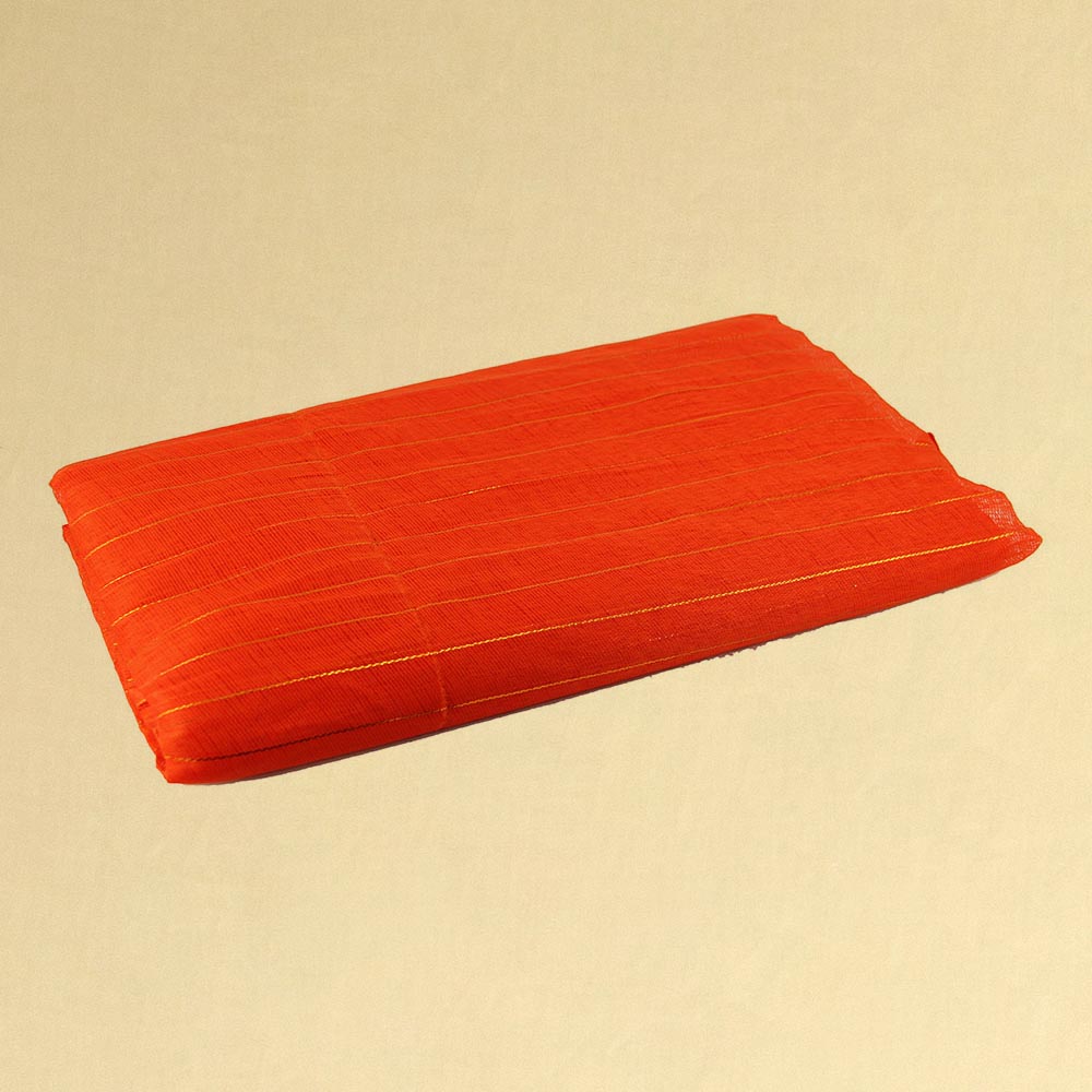 Orange Polyester Pheta Fabric - Bold Festive Turban Textile