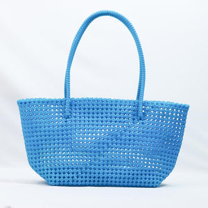 Handwoven Sky Blue Koodai Tote Bag — Durable Everyday Basket Handbag