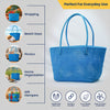 Kalapuri handmade sky blue Koodai tote bag, angled view showing woven texture
