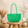 Kalapuri handmade mint green Koodai tote bag, front view on plain background