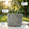 Top view of Kalapuri gray Koodai tote bag showing spacious woven interior