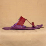 Men's Genuine Leather Kolhapuri Chappal - Beet Red Fusion