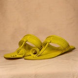 Men's Genuine Leather Kolhapuri Chappal - Lemon yellow Sunshine | Men's Chappal