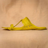 Men's Genuine Leather Kolhapuri Chappal - Lemon yellow Sunshine | Men's Chappal