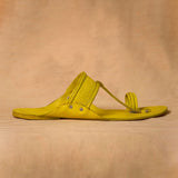 Men's Genuine Leather Kolhapuri Chappal - Lemon yellow Sunshine | Men's Chappal