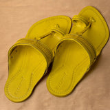 Men's Genuine Leather Kolhapuri Chappal - Lemon yellow Sunshine | Men's Chappal