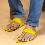 Men's Genuine Leather Kolhapuri Chappal - Lemon yellow Sunshine | Men's Chappal