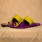 Men's Genuine Leather Kolhapuri Chappal - Beet Lemon Fusion