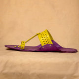 Men's Genuine Leather Kolhapuri Chappal - Beet Lemon Fusion